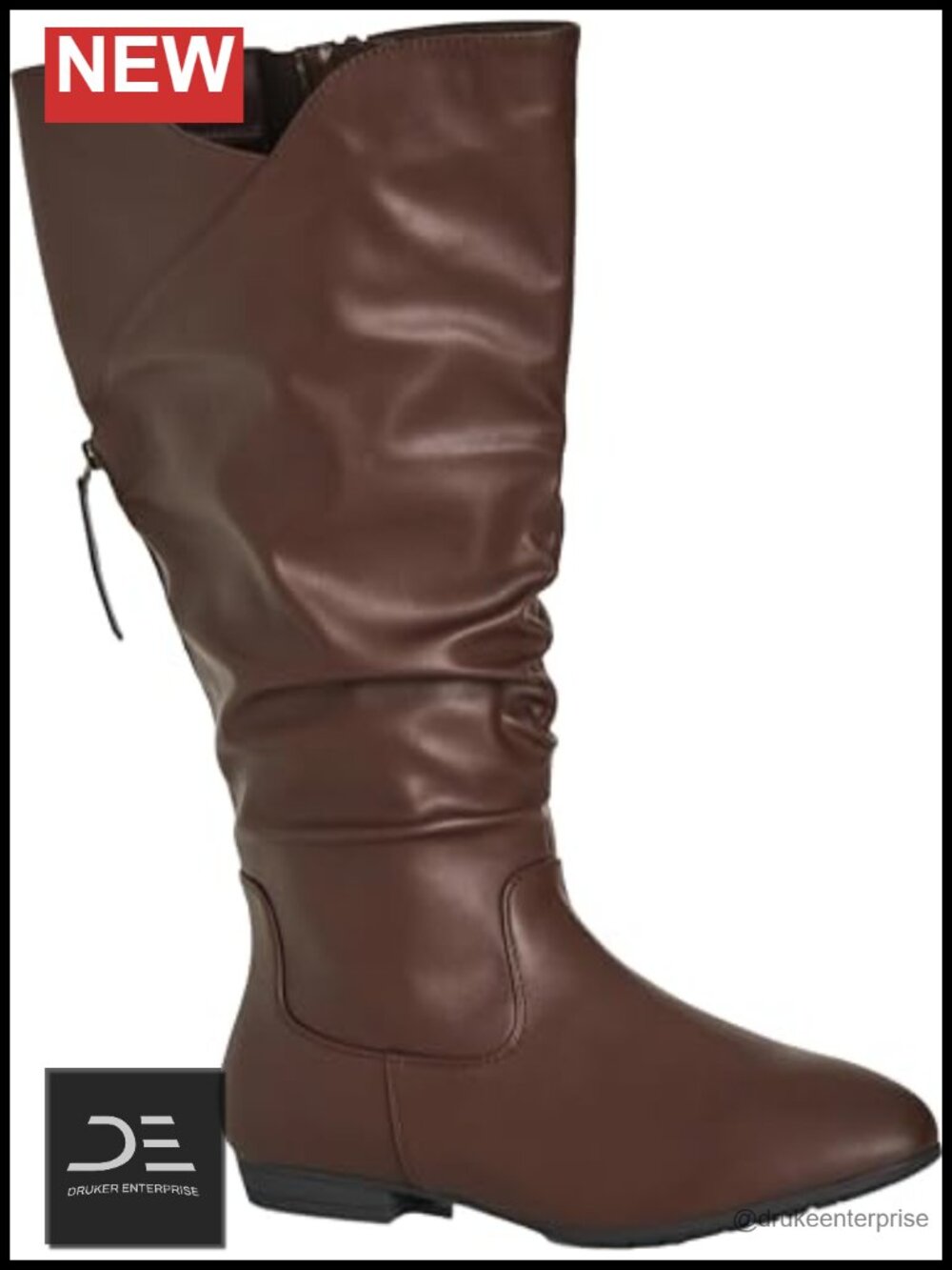 Wide Fit Faux Leather Tall Boots Block Heel